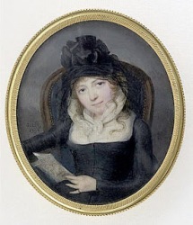 Portrait of young woman dressed in mourning clothes